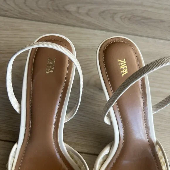 ZARA WOMEN SLINGBACK HEEL W/ PEARLS BRIDAL HEELS - Picture 3 of 6
